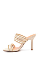 Women's Beige Heeled Slippers | Derimod Women's Beige Heeled Slippers | Derimod