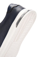 Men's Navy Blue Lace-Up Leather Sneaker | Derimod Men's Navy Blue Lace-Up Leather Sneaker | Derimod