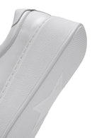 Women's White Thick-Soled Side Zipper Lace-Up Leather Sneakers | Derimod Women's White Thick-Soled Side Zipper Lace-Up Leather Sneakers | Derimod
