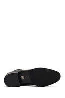 Women's Black Croco Patterned Short Thick Heel Leather Chelsea Boot | Derimod Women's Black Croco Patterned Short Thick Heel Leather Chelsea Boot | Derimod