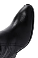 Women's Black Leather Heeled Cowboy Boots | Derimod Women's Black Leather Heeled Cowboy Boots | Derimod