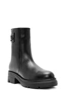 Women's Black Zippered Leather Boots | Derimod Women's Black Zippered Leather Boots | Derimod