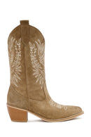 Kadın Vizon Süet Deri Topuklu Kovboy Bot | Derimod Kadın Vizon Süet Deri Topuklu Kovboy Bot | Derimod