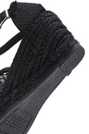 Women's Black Ankle Buckle Wedge Heel Espadrille Sandals | Derimod Women's Black Ankle Buckle Wedge Heel Espadrille Sandals | Derimod