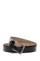 Men's Black Patent Leather Belt | Derimod