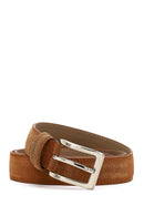 Men's Tan Suede Leather Belt | Derimod