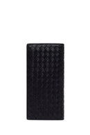 Men's Black Braided Leather Wallet | Derimod