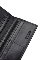 Men's Black Braided Leather Wallet | Derimod
