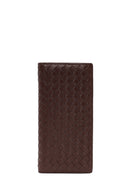 Men's Brown Braided Leather Wallet | Derimod