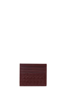 Men's Burgundy Braided Leather Cardholder | Derimod