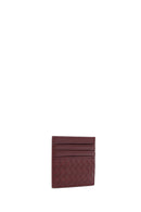 Men's Burgundy Braided Leather Cardholder | Derimod