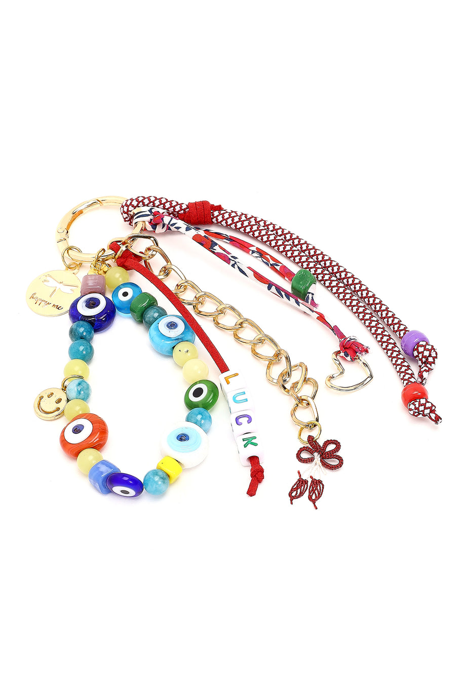 Women's Multicolor Chain Detailed Beaded Metal Charm