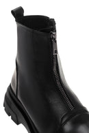 Women's Black Thick Soled Zippered Leather Comfort Boots | Derimod