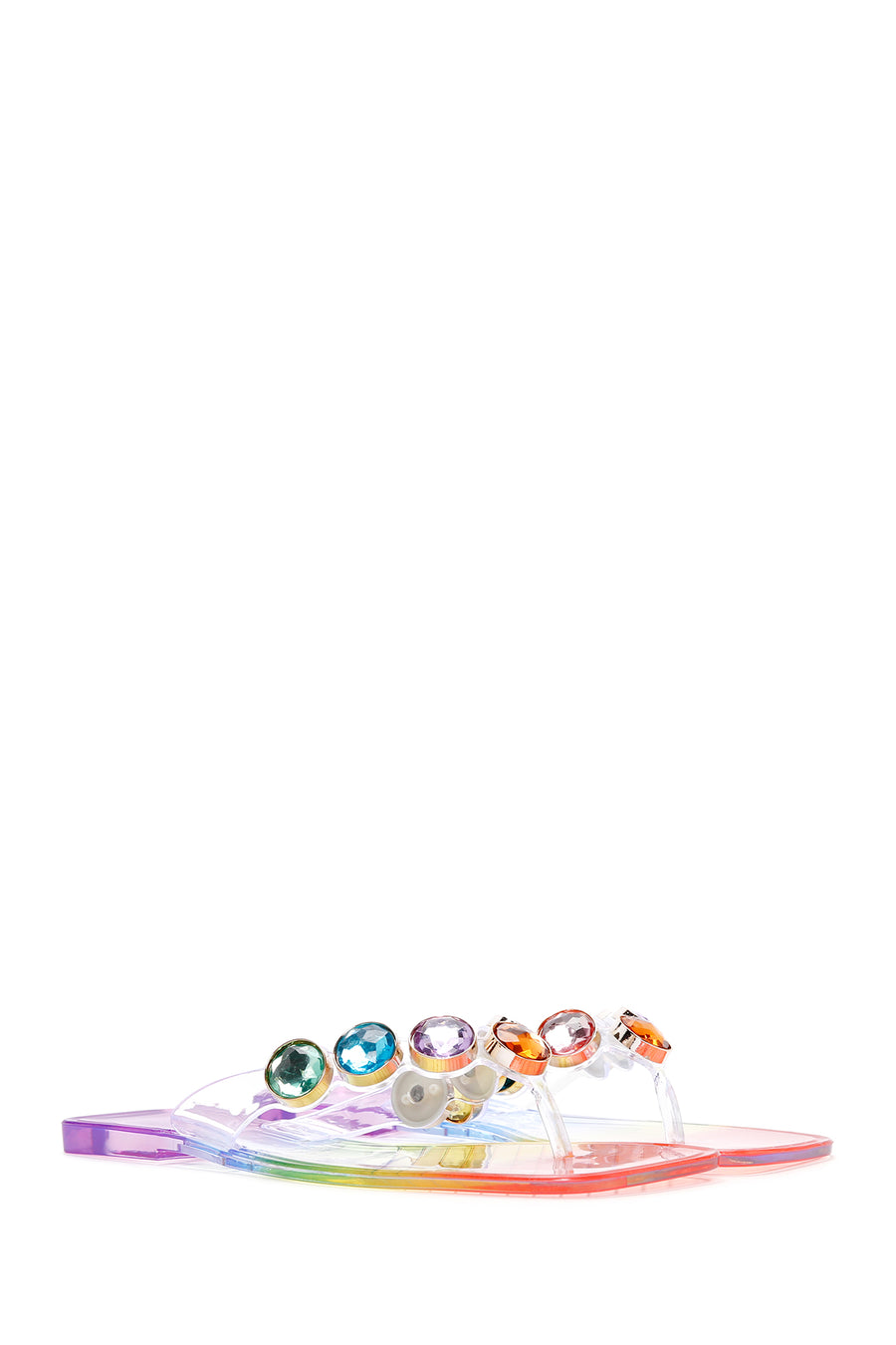Women's Multicolored Stone Jelly Flip Flops
