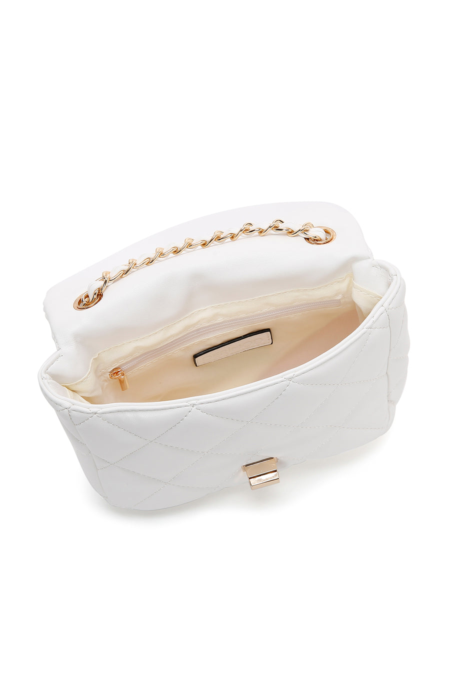 Women's White Long Strap Quilted Crossbody Bag
