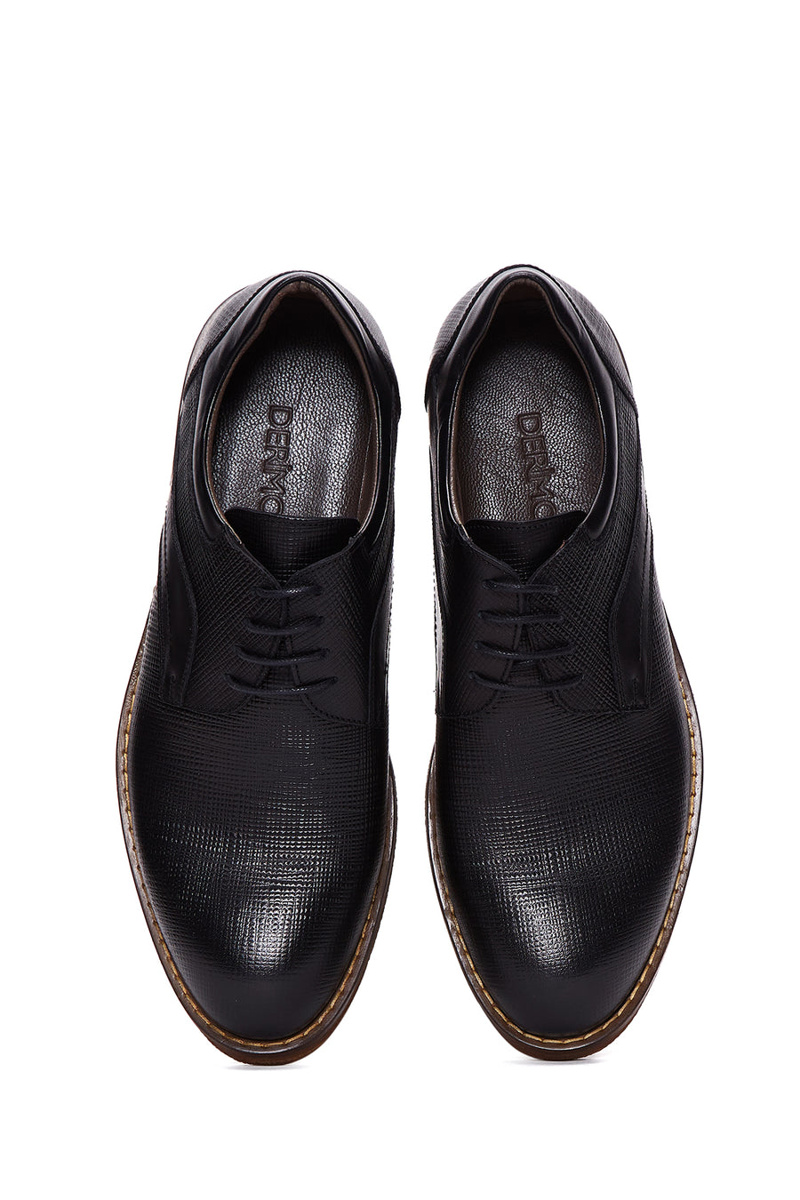 Men's Black Leather Printed Casual Shoes