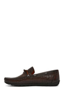 Men's Brown Crocodile Patterned Leather Casual Loafer | Derimod