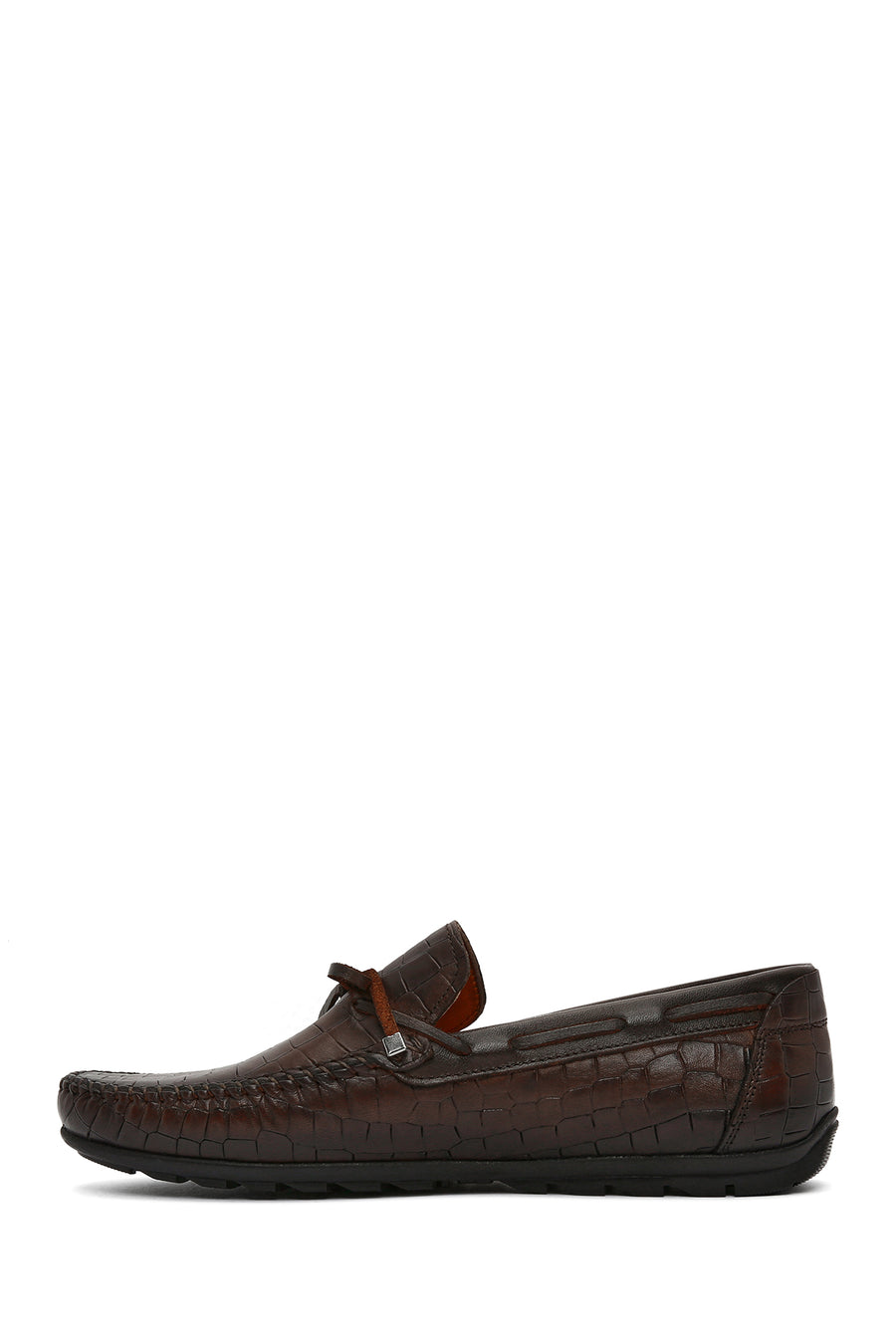 Men's Brown Crocodile Patterned Leather Casual Loafer