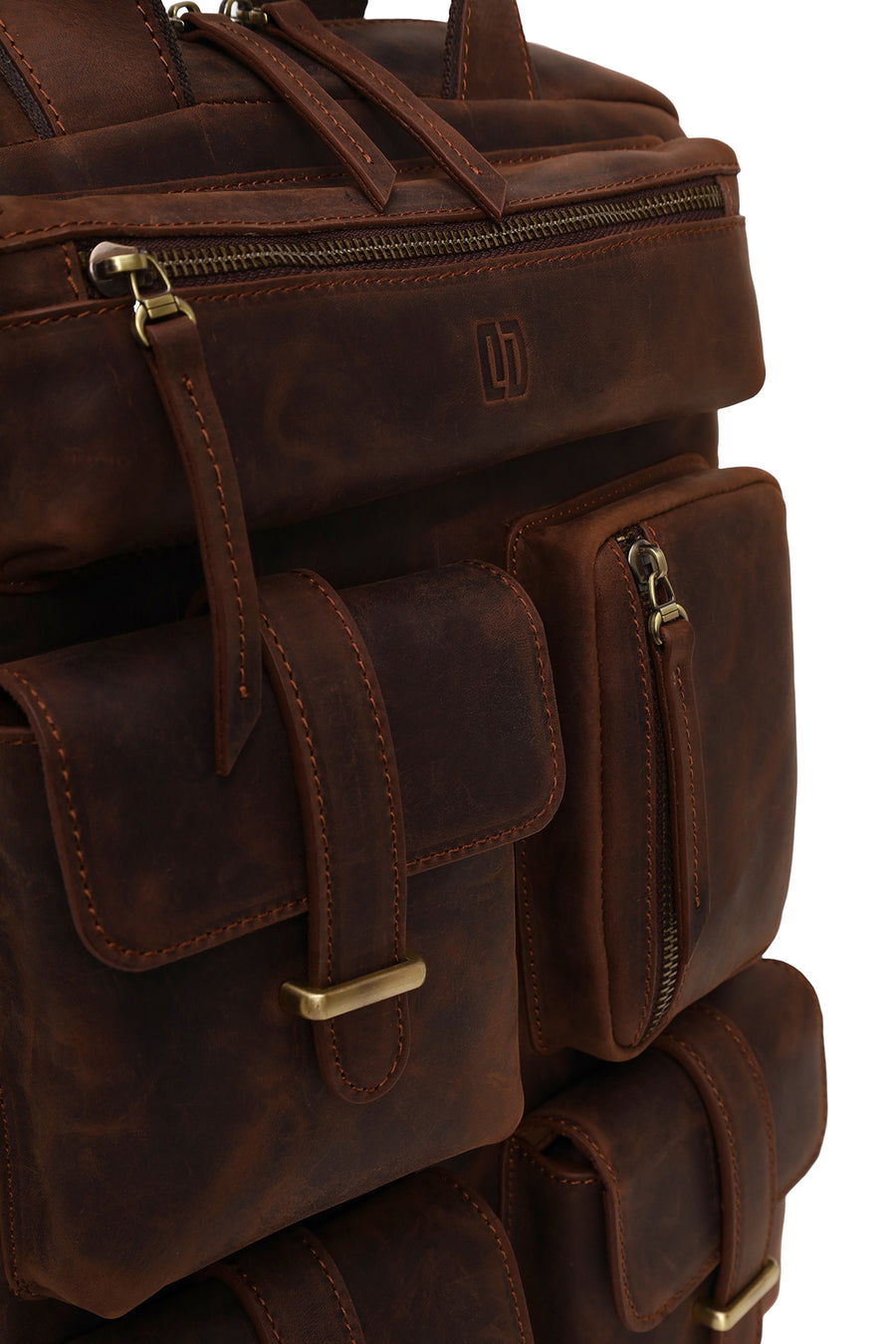 Male Brown Leather Backpack