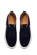 Male Navy Lace-up Thick-soled Suede Leather Sneaker | Derimod