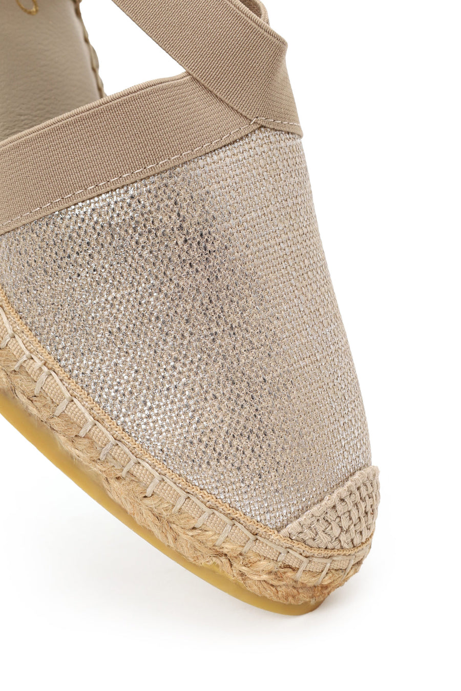 Woman Beige Shiny Wedge-heeled Espadrilles