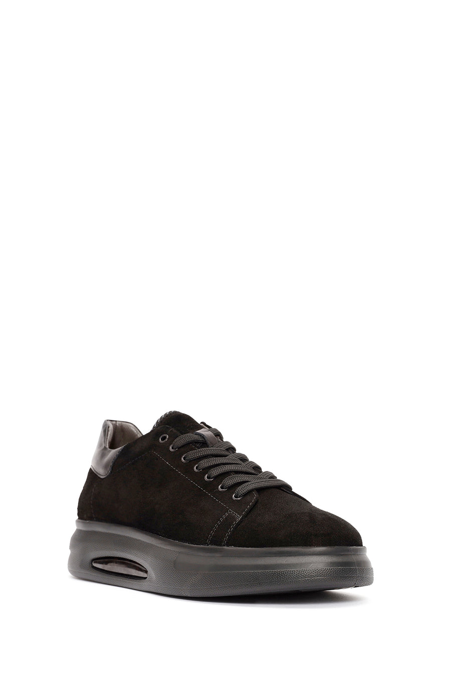Men's Black Lace-Up Suede Leather Sneaker