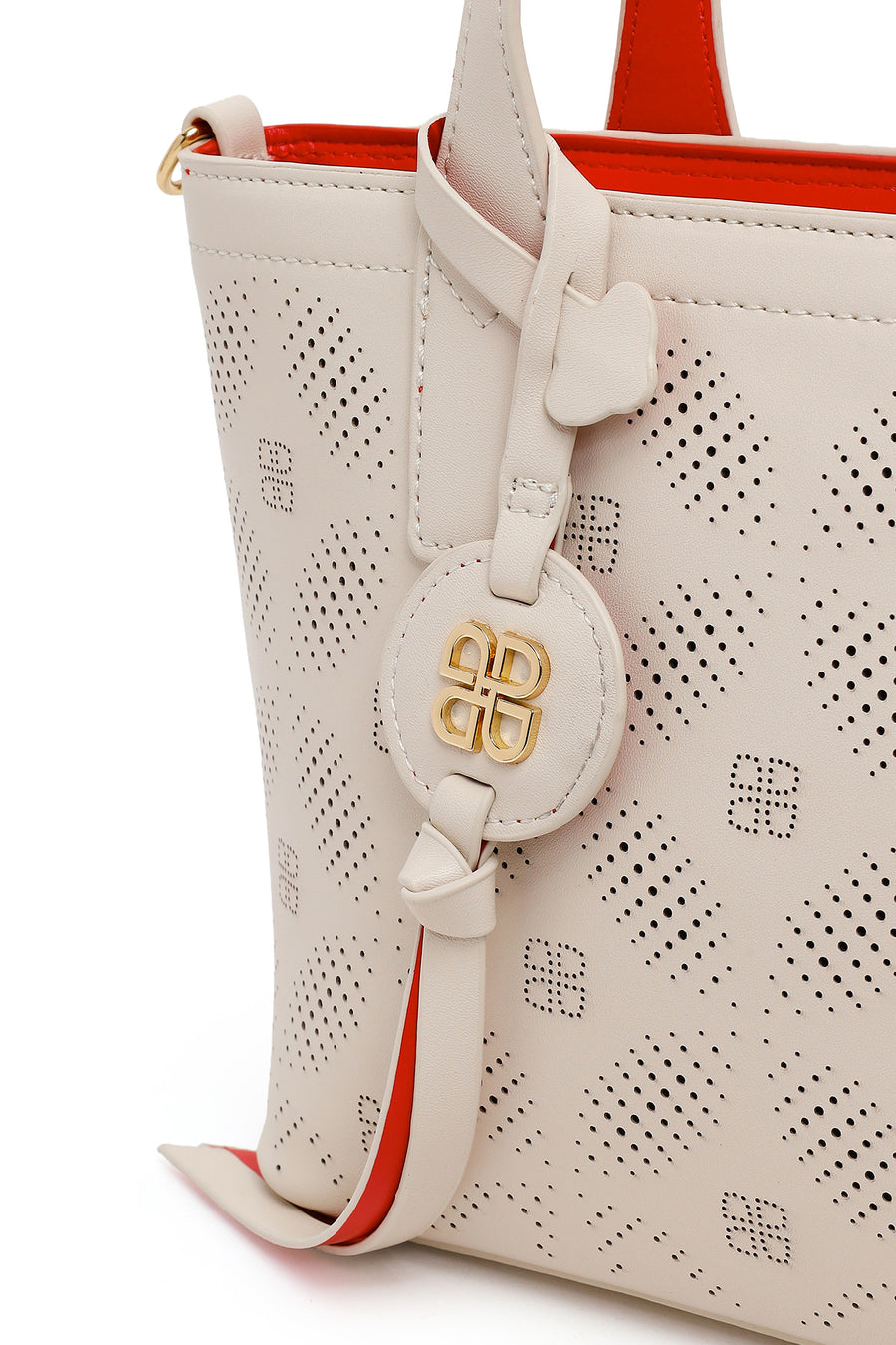 Woman White Long Strap Patterned Shoulder Bag