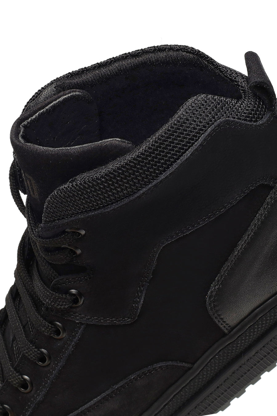 Male Black Lace-Up Thick-Soled Nubuck Leather Sports Boots