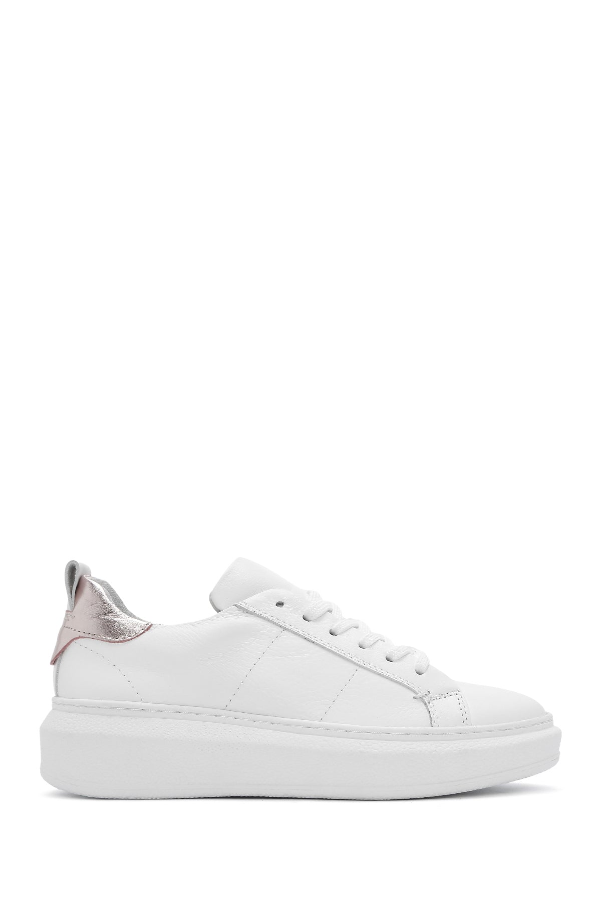 Women's White Lace-Up Leather Sneaker 25SFD370118 | Derimod