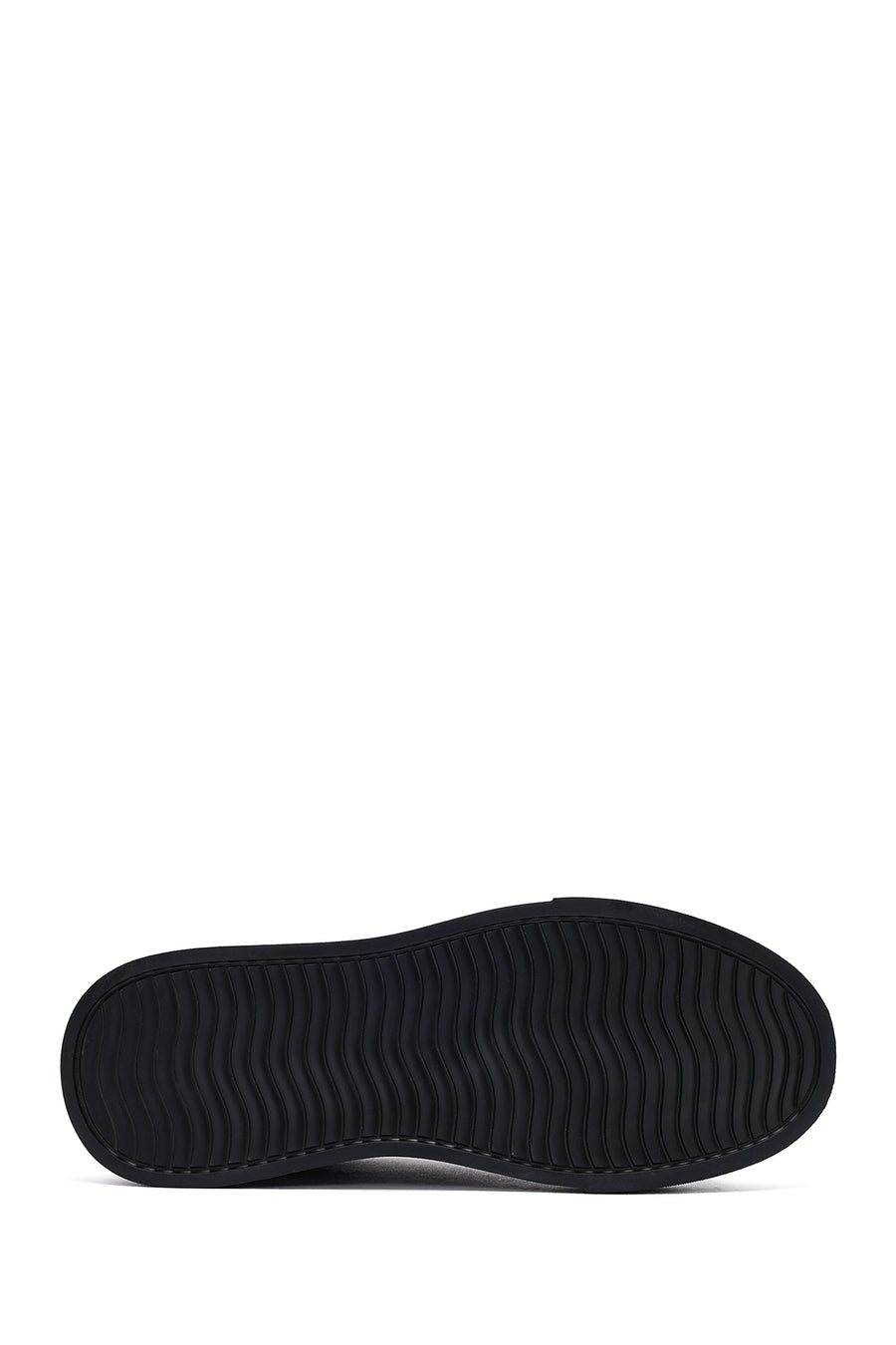 Erkek Siyah Bağcıklı Kalın Tabanlı Deri Sneaker