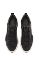 Men's Black Lace-up Thick-Sole Leather Sneaker | Derimod