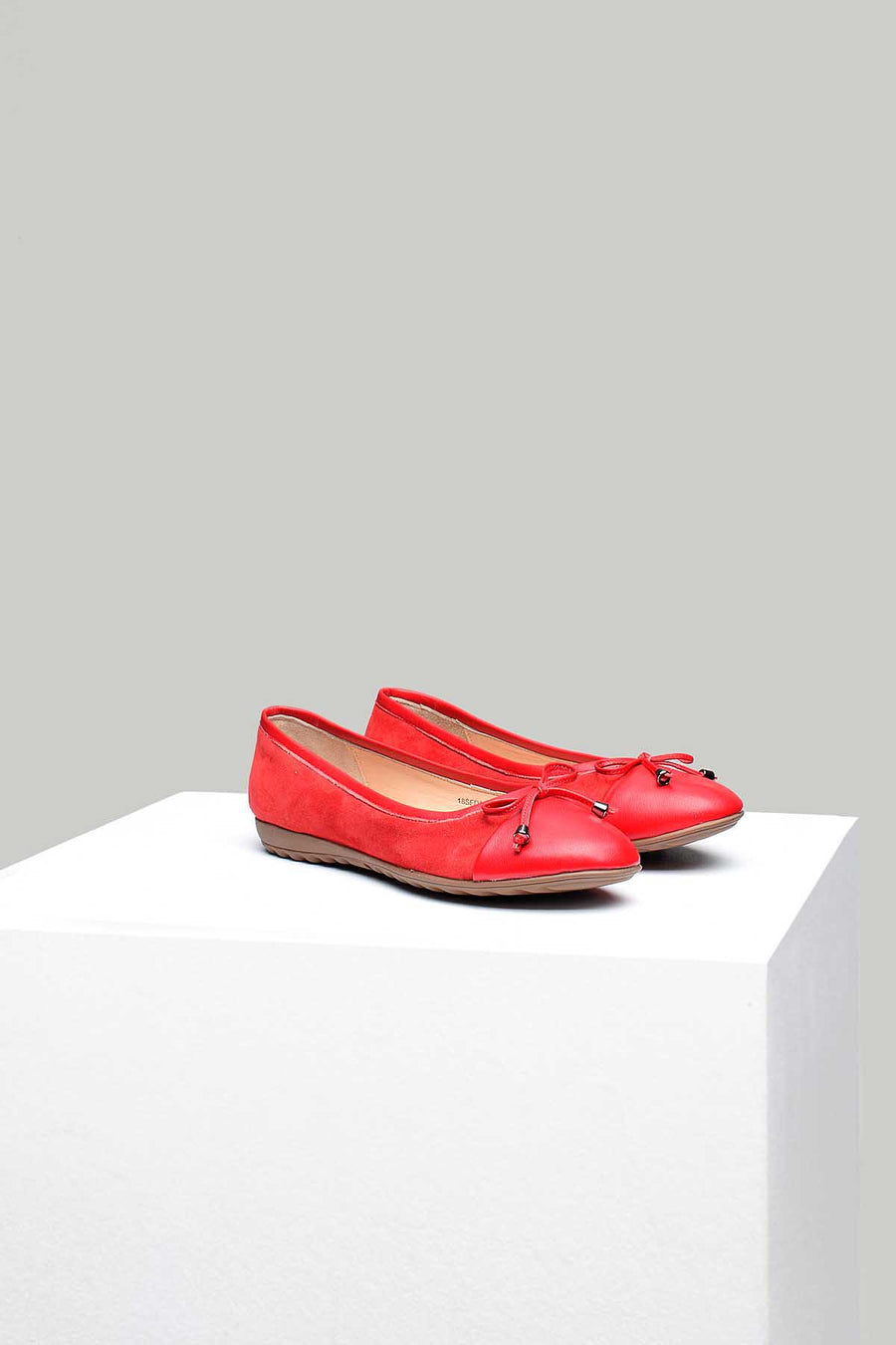 Red Women's Leather Ballerinas