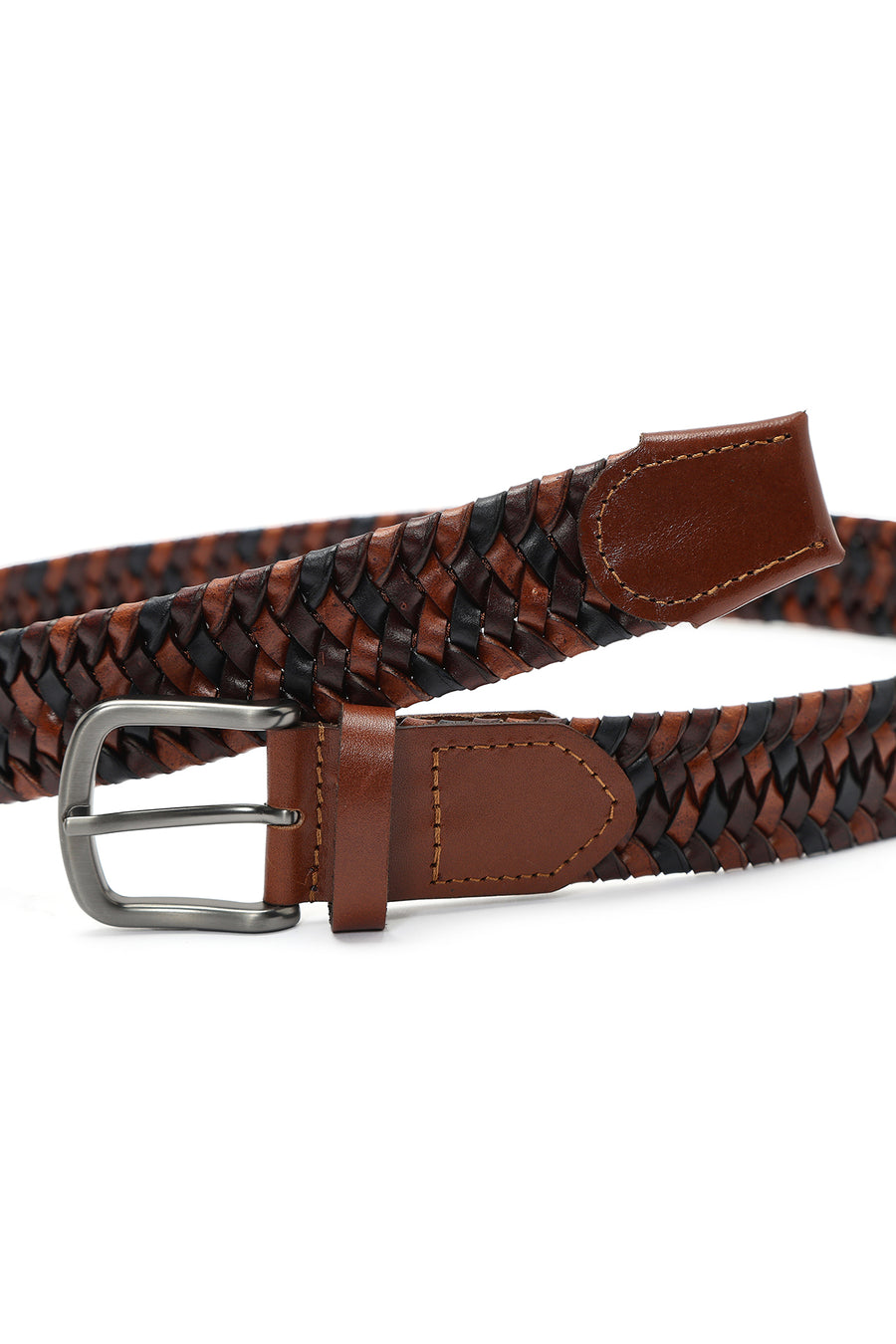 Men's Brown Braided Leather Belt