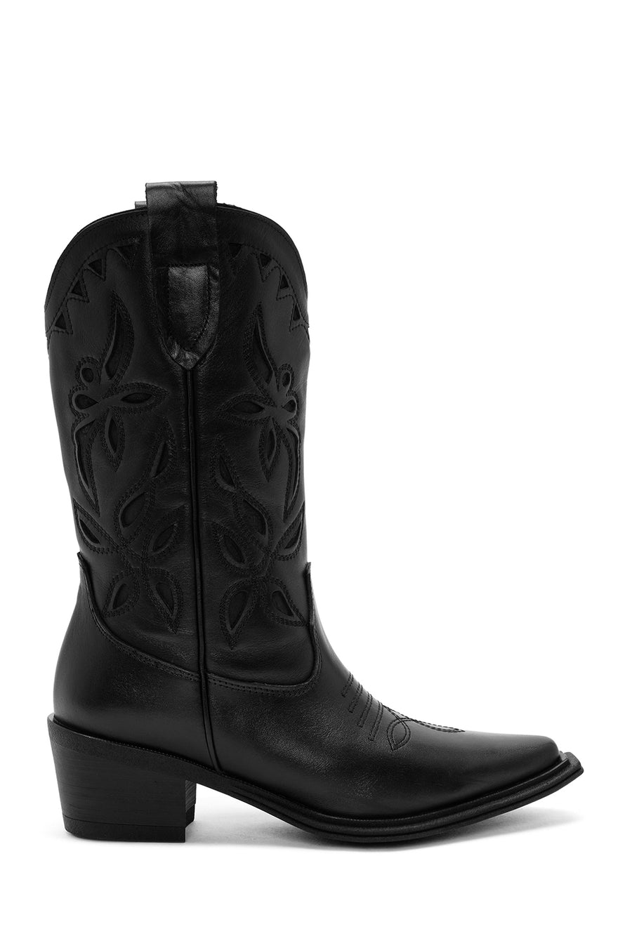 Women's Black Leather Cowboy Boots 24WFD186918 | Derimod