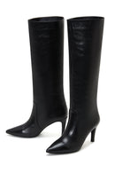 Women's Black Leather Heeled Boots | Derimod