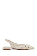 Women's Cream Knitted Open Back Ballerinas | Derimod
