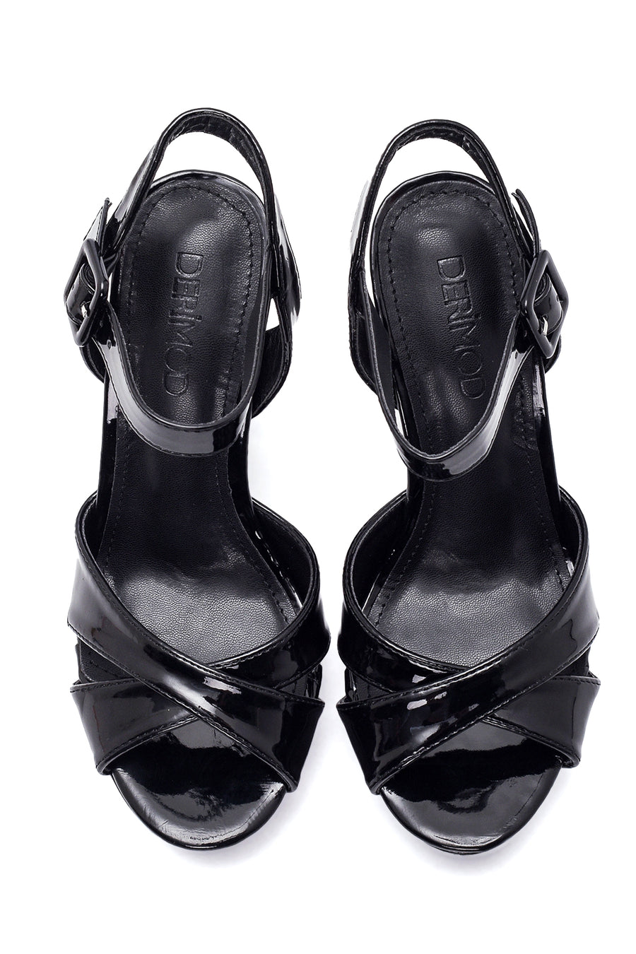 Women's Black Thick Heeled Platform Sandals