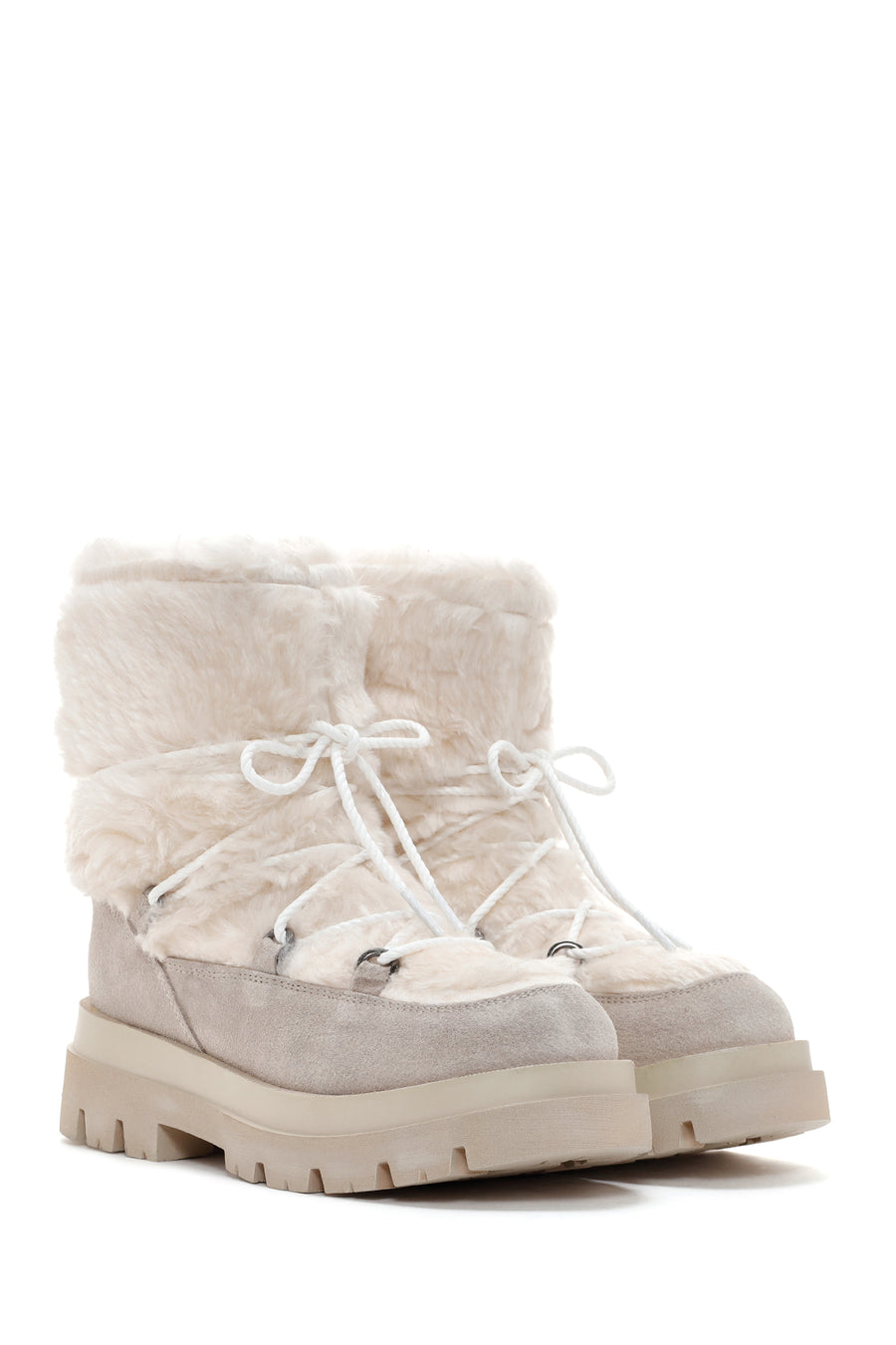 Women's Beige Plush Suede Leather Boots