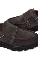 Male Anthracite Double Buckle Thick Sole Suede Leather Casual Shoes | Derimod