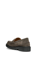Geox Women's Gray Spherica EC1 Suede Leather Masculine Loafer | Derimod