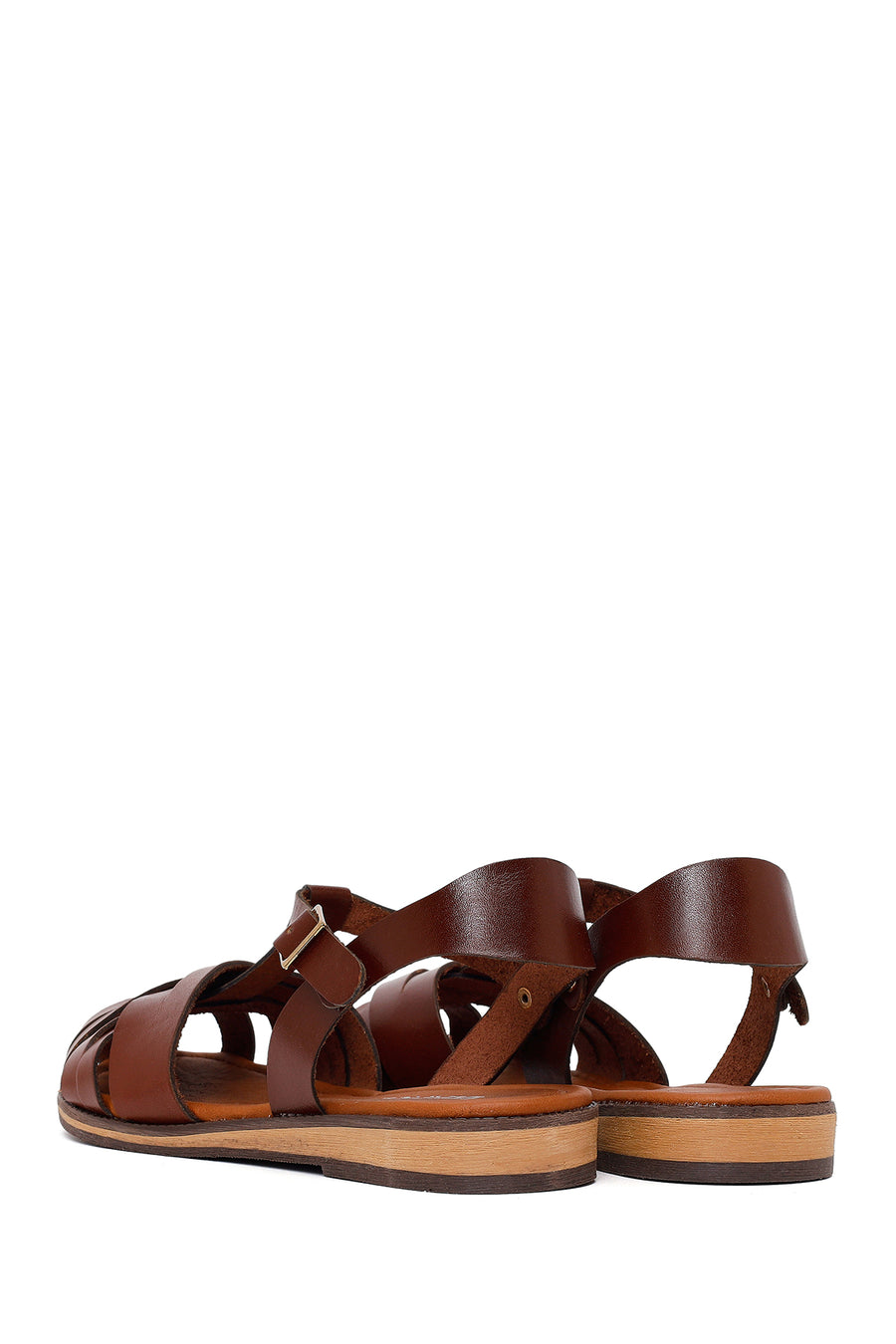 Women's Brown Buckle Leather Bodrum Sandals