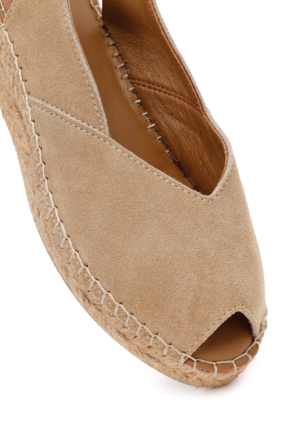 Women's Beige Suede Leather Espadrille Sandals