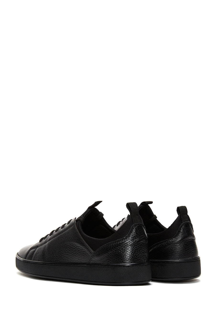 Men's Black Lace-up Leather Sneaker