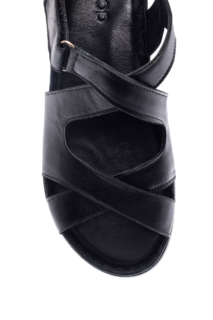 Women's Black Leather Comfort Sandals