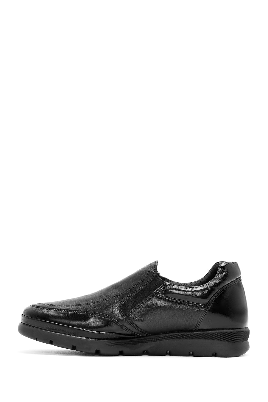 Women's Black Zipper Detailed Leather Comfort Shoes