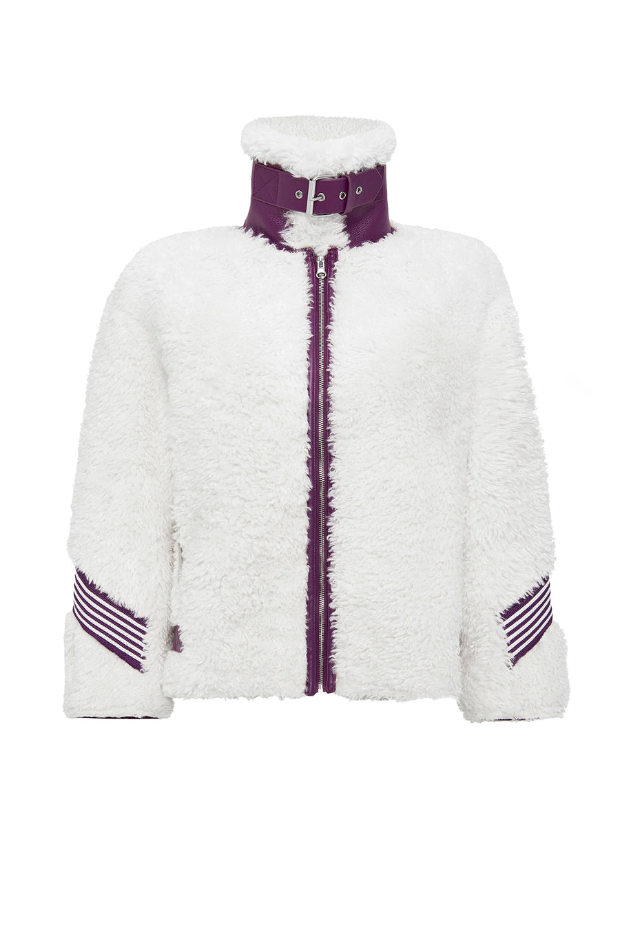 Meribel Kadın Çok Renkli Mor Çizgi Detaylı Teddy Mont