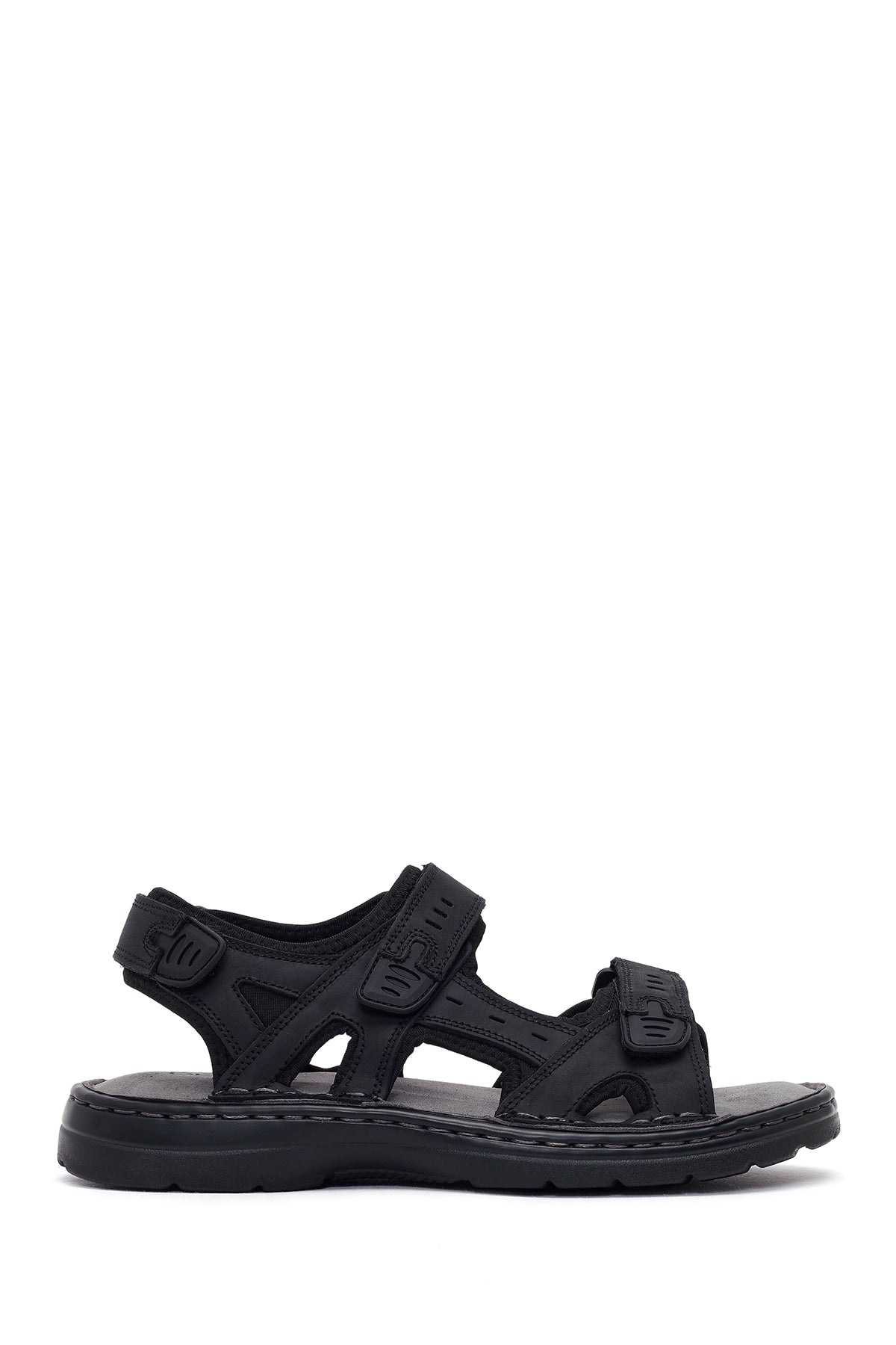 Men's Black Double Strap Leather Sandals 26SFD694118 | Derimod