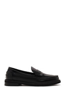Woman Black Leather Masculine Loafer | Derimod