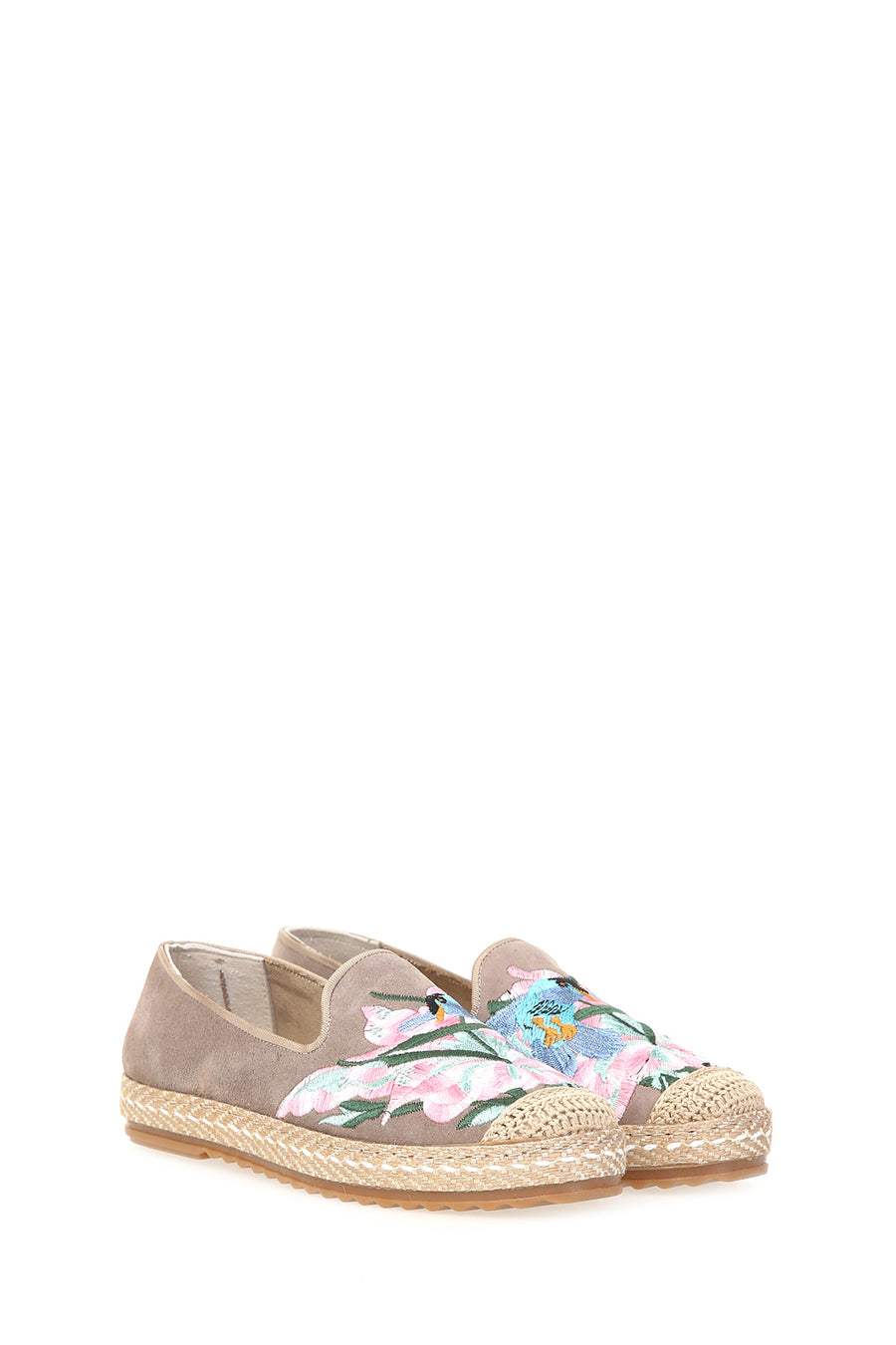 Embroidered Beige Women's Espadrille