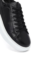 Kadın Siyah Bağcıklı Kalın Taban Deri Sneaker | Derimod